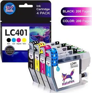 4Pack LC401 Ink Cartridge replacement for Brother LC401 MFC-J1010DW MFC-J1170DW
