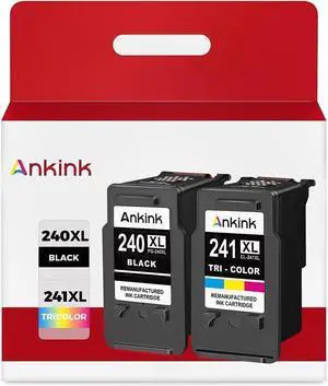 Ankink Remanufactured Ink Cartridges 240XL 241XL  PG 240 CL 241 XL Black Color Combo Pack for MG3620 MG3600 TS5120 TS5100 MG3520 MG2120 MX452 MX472 MX512 Printer (1 Black, 1 Tri-Color)