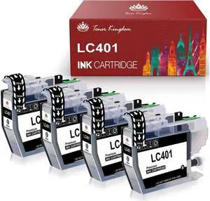 4-Pack LC401 Black Ink Cartridge compatible for Brother MFC-J1012DW MFC-J1170DW
