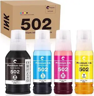 Hiipoo Compatible T502 502 (Not for Sublimation) Ink Refill Bottles for Ecotank ET-2750 ET2760 ET-2803 ET-3750 ET-4750 ET-3760 ET-4760 ET-2850 ET-4850 ET-3700 ET-3710 ET-15000 ET-2800 ST-4000 Printer