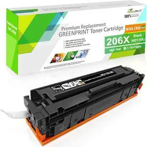 GREENPRINT with Chip 206X Compatible Toner Cartridge W2110X Black 3150 Pages for Color Laserjet M255 M255dw M255nw MFP M282 M282nw M283 M283fdw M283fdn M283cdw Printers