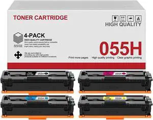 4 Pack (1BK+1C+1M+1Y) 055H CRG-055H Toner Cartridge Replacement for ImageClass LBP664Cdw MF745Cdw MF746Cdw MF740C Printer with chip