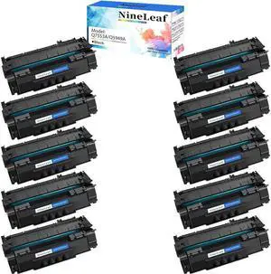 NineLeaf High Yield Compatible Toner Cartridge Replacement for 49A Q5949A 53A Q7553A to use in Laser Jet P2015 1160 3390 1320tn M2727nfs 1320nw P2015dn M2727nf 3392 P2014 Printer (10 Pack Black)