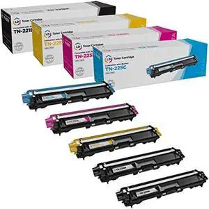 ld compatible toner cartridge replacements for brother tn221 & tn225 high yield (2 black, 1 cyan, 1 magenta, 1 yellow, 5-pack)