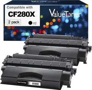 Valuetoner 80X Compatible Toner Cartridge Replacement for CF280X CF280A 80A 05A CE505A to use with Pro 400 M401dn, M401dne, M401n, MFP M425dn, M425dw, P2055DN Printer (2 Black)