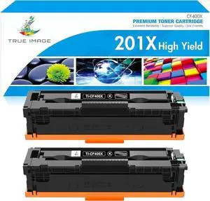 TRUE IMAGE Compatible Toner Cartridge Replacement for 201X CF400X 201A CF400A Color Laserjet Pro MFP M277dw M277c6 M252dw M252n M252 M277 M277n 277dw Ink Printer (Black, 2-Pack)