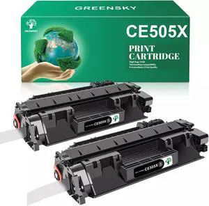 2 Pack CE505X High Yield Toner Cartridge for 05X Laserjet P2050 P2055 P2055dn