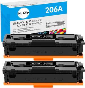 2 Pack W2110A Black Toner for 206A LaserJet Pro MFP M283cdw M282nw No Chip