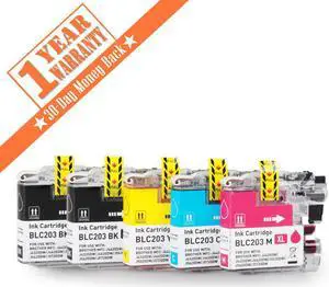 5PK LC203 203XL LC201 Ink Cartridge For Brother MFC-J460DW MFC-J480DW MFC-J485DW