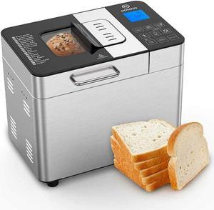 KBS Pro Stainless Steel Bread Machine, 2LB 17-in-1 Programmable XL Bread  Maker with Fruit Nut Dispenser, Nonstick Ceramic Pan& Digital Touch Panel,  3 Loaf Sizes 3 Crust Colors, Reserve& Keep Warm Set 