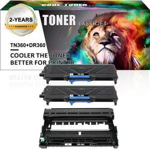 2x TN360 Toner DR360 Drum Compatible With Brother HL-2140 2170W MFC-7340 7840W