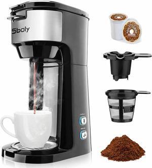 Sboly Coffee Maker fast Brewer K-Cup Pod & Ground Coffee Single Serve Self Clean