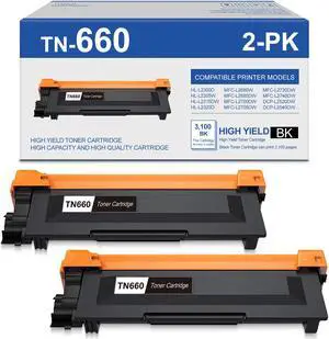 2PK High Yield TN660 Toner Cartridge Black For Brother HL-L2300D L2305W MFC-L2700DW 2PK High Yield TN660 Toner Cartridge Black For Brother HL-L2300D L2305W MFC-L2700DW