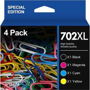 702 702XL Cartridge Compatible with Epson 702 XL T702XL 702 T702 to use with Workforce Pro WF-3720 WF-3730 WF-3733 Printer (4 Pack-1 Large Black, 1 Cyan, 1 Magenta, 1 Yellow)