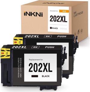 InkNI (New Chip Remanufactured Ink Cartridges Replacement for Epson T202XL 202XL 202 XL for Workforce WF-2860 WF2860 Expression Home XP-5100 XP5100 Printer (Black, 2-Pack)