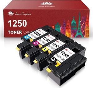 Toner Kingdom Compatible Toner Cartridge Replacement for Dell 1250 to use with 1250C C1760NW C1765NFW 1350cnw 1355cn 1355cnw C1765NF Printer 810WH C5GC3 XMX5D WM2JC (4-Pack, Black Cyan Magenta Yellow)