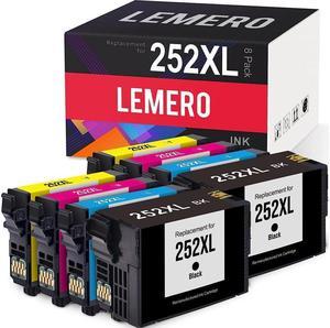 LEMERO Remanufactured Ink Cartridges Replacement for Epson 252 XL 252XL T252XL to use with Workforce WF-7710 WF-7720 WF-3640 WF-3620 WF-7620 WF-7210 (2 Black, 2 Cyan, 2 Magenta, 2 Yellow, 8-Pack)