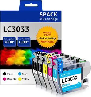 5 Pack Ink Cartridge for Brother LC3033 LC3033 XXL MFC-J995DW MFC-J815DW Printer