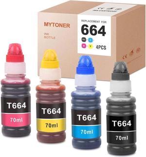 MYTONER 664 Compatible Ink Bottle Replacement for Epson 664 T664 use for ET-4550 ET-2650 ET-2550 ET-4500 ET-2500 ET-2600 ET-16500 Printer (Black, Cyan, Magenta, Yellow, 4-Pack)