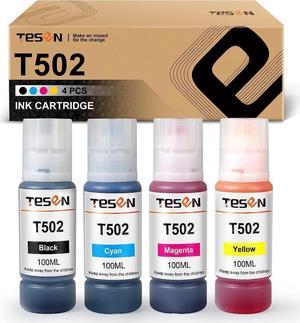 TESEN T502 Compatible Refill Ink Bottle Replacement for 502 T502 522 T522 for Use with Epson ET-2760 ET-3760 ET-4760 ET-2750 ET-3750 ET-4750 ET-2800 ET-2803 ET-2850 ET-15000 ST-2000 ST-3000 4 Color