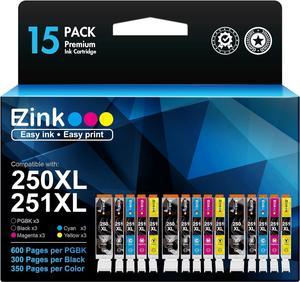 EZ Ink TM Compatible Ink Cartridges Replacement for Canon 250 251 XL PGI250XL CLI251XL to use with PIXMA MX922 MX920 IX6820 MG5520 MG7520 IP8720 MG6620 MG6320 MG7120 15 Pack