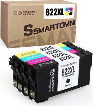 S SMARTOMNI The Latest firmware Version Remanufactured 822XL Ink Cartridges Replacement for Epson T822XL 822 T822 Ink for Workforce Pro WF-3820 WF-4820 WF-4830 WF-4833 WF-4834 (KCMY)