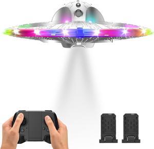 HOLYFUN Drone for Kids and Beginners RC Plane with Light, Remote Control Airplane Quadcopter Helicopter with Auto Hovering, 3D Flip and 2 Batteries (18 Mins), Great Gift Toy for Boys and Girls Silver