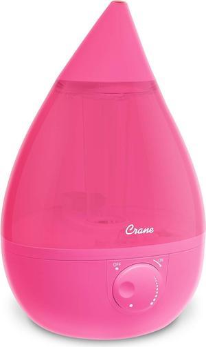Crane Ultrasonic Humidifiers for Bedroom and Office, 1 Gallon Cool Mist Air Humidifier for Large Room and Home, Humidifier Filters Optional, Pink