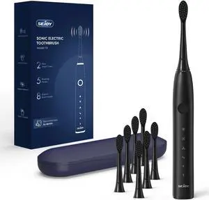 SEJOY Electric Toothbrush 5 Cleaning Modes Deep Cleaning Eliminate Plaque 8Heads