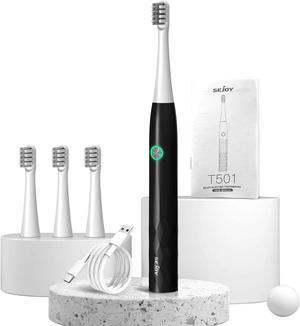 Electric Power Toothbrush 3 Modes 4 Replacement Brush Heads Rechargeable
