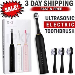Sonic Electric Toothbrush Rechargeable Oral Whitening Teeth with 4 Brush Heads