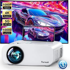 5G WiFi Bluetooth Projector, Pericat Native 1080P Movie Projector for Phone, Portable Outdoor Projector, 10000L Home Theater Video Projector, Mini Projector Compatible w/ PC, HDMI, USB, TV Stick, PS5