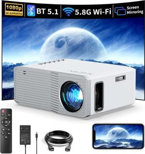 Mini Projector, 4K & 1080P Supported Portable Projector, Movie Projector for Outdoor Home Theater, 5G Wifi Screen Mirroring for Smartphone, BT 5.1, Compatible with Tablet TV Box PS5 Roku etc