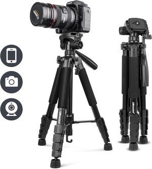 UBeesize 67 Camera Tripod with Travel Bag, Cell Phone Tripod with Bluetooth Remote and Phone Holder, Compatible with All Cameras, Cell Phones, Projector, Webcam, Spotting Scopes
