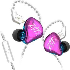 KZ ZST X in-Ear Monitors, Upgraded Dynamic Hybrid Dual Driver ZSTX Earphones, HiFi Stereo IEM Wired Earbuds/Headphones with Detachable Cable for Musician Audiophile (with Mic) Purple