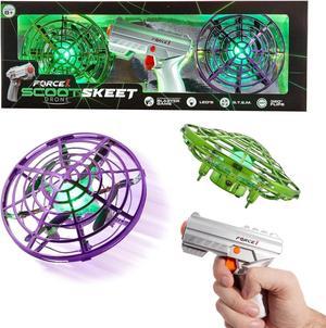 Force1 Scoot Skeet Drone Electronic Shooting Game for Kids and Adults 2 Hand Drones for Kids with LED Toy Gun Ultimate Electronic Target Game Set Indoor Mini Drone Kid Flying Toys PurpleGreen
