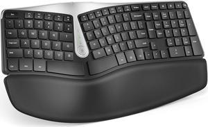 Nulea RT04 Wireless Ergonomic Keyboard 24G Split Keyboard with Cushioned Wrist and Palm Support Arched Keyboard Design for Natural Typing Compatible with WindowsMac