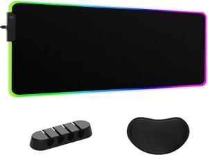 RGB Mouse Pad,Gaming Mouse Pad with Wrist Rest,15 Colors Mouse Pad Gaming,Mouse Keyboard LED Gaming Mat Pad RGB Light Desk,Large Gaming Mouse Pad with Cable Retainer