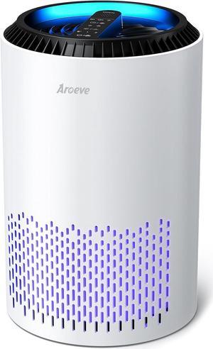AROEVE Air Purifiers for Home, HEPA Air Purifiers Air Cleaner For Smoke Pollen Dander Hair Smell Portable Air Purifier with Sleep Mode Speed Control For Bedroom Office Living Room, MK01- White