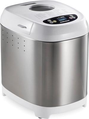 Hamilton Beach Digital Electric Bread Maker Machine Artisan and Gluten-Free, 2 lbs Capacity, 14 Settings, White and Stainless Steel (29987)
