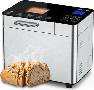 Razorri Bread Maker Machine Stainless Steel UL Certified, Nonstick Bread Pan, Homemade 2Lbs Breadmaker, Gluten-Free Setting, 15H Delayed-start, 1H Keep Warm, 3 Crust Colors and 3 Loaf Sizes