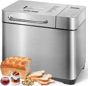 Bread Maker Machines, 19 in 1 Stainless Steel Breadmaker with Automatic Dispenser, 2.2LB Large Bread Machine, Nonstick Ceramic Pan, LCD Touch Panel, Gluten Free, Dough Maker, Jam, Yogurt by KITCANIS