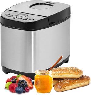 TUSAUW Bread Maker Machine Automatic Breadmaker Programmable with 12 Settings for Home Bakery, Dough Maker Mini Oven with Pan for Loaf Dough Baking Kitchen Bread Electric Cooker Toaster Makers(Silver)