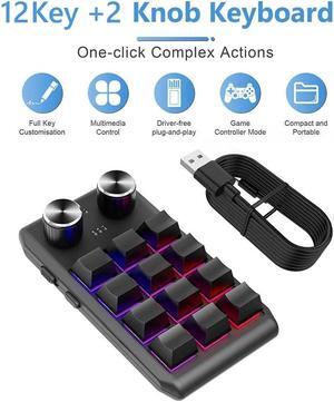 DIY RGB Macro Custom Gaming Keyboard 12 Keys 2 Knobs Programming Mechanical Keyboard Dual Type-C Interface Support for Windows