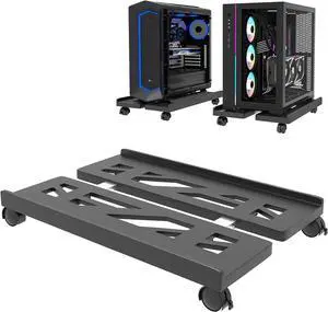 Mobile CPU Stand, CPU Rolling Stand Adjustable Computer Mobile Cart Holder with Locking Caster Wheels PC Stand - Black