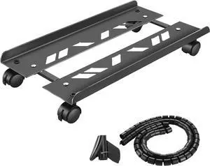 Metal Computer Tower Stand, Heavy Duty Mobile CPU Stand, CPU Holder Cart Under Desk, Width Adjustable Desktop Stand with Rolling Caster Wheels, PC Tower Stand Holder Fits Most Gaming PC Case - Black