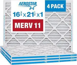 Aerostar 16 3/8 x 21 1/2 x 1 MERV 11 Pleated Air Filter, AC Furnace Air Filter, 4 Pack (Actual Size: 16 3/8"x21 1/2"x3/4")