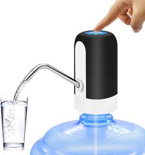 MJIYA 5 Gallon Water Dispenser, Universal Water Bottle Pump, Automatic Water Jug Dispenser with Switch and USB, for Camping, Kitchen, Workshop, Garage (Black)