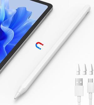 Stylus Pen for iPad,8 Mins Fast Charge Active Pencil for Apple iPad 2018-2023,Palm Rejection Tilt Sensitivity Magnetic Pen Work for iPad Pro 11" & 12.9",iPad 6-10,iPad Air 3/4/5,iPad Mini 5/6,White