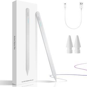 Stylus Pen for iPad, iPad Pencil, 10 mins Fast Charge iPad Pen with Palm Rejection, Apple Pencil USB C, Low Latency, Tilt Sensitivity, Apple Pencil for iPad Pro/Air/Mini (White)